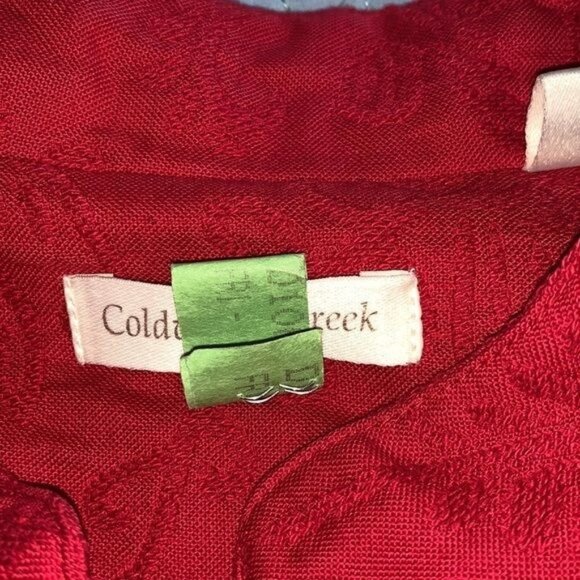 Coldwater Creek Red Embroidered Button-Front Jacket Womens Size 20 Cotton/Polyes - Picture 3 of 14
